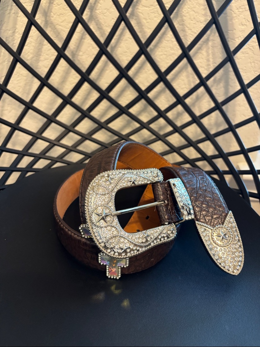 Embossed Genuine Leather in Brown